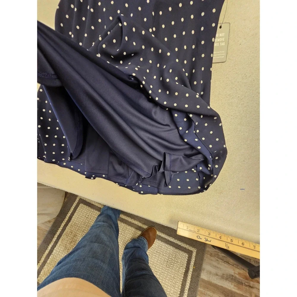 Express Navy Blue Polka‎ Dot Fit and Flare Mini Dress Size 6 NWT